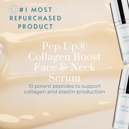 Colorescience Pep Up Collagen Renewal Face & Neck Treatment, Promotes Collagen and Elastin Production, 10 Peptides to Defend Against Signs of Aging