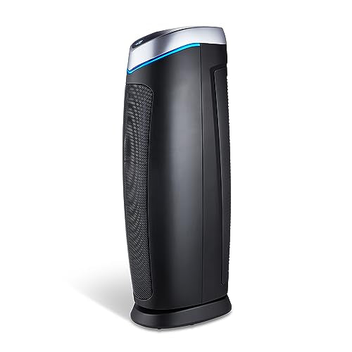 GermGuardian 5-In-1 HEPA Air Purifier for Home, Large Rooms Up To 915 Sq. Ft. with HEPA Pet Air Filter, UV-C Light & Odor Reduction, AC5250PT, 28" Tower, Gray