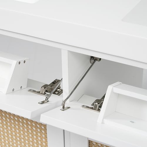 Christopher Knight Home Heli 60" Modern Double Bathroom Vanity with Sink Combo Set, Modern Freestanding Bathroom Sink Cabinet with Drawer, Bathroom Storage Cabinet with Sink Combo, White +Natural