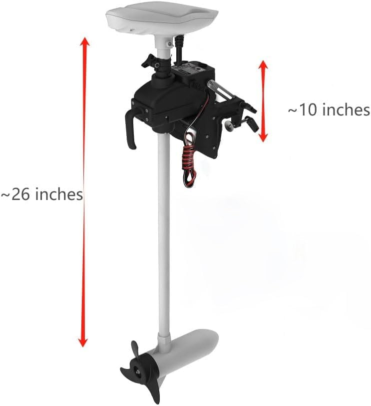 Zichen Haswing CaymanT Transom-Mount Trolling Motor with Wireless Remote - 55LBS Thrust, 26in. Shaft for Kayak Fishing Boat in Freshwater & Saltwater