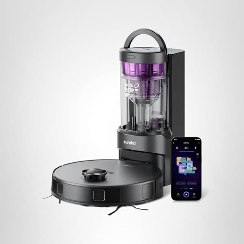 Eureka E20 Robot Vacuum with Bagless Self Emptying Station, Robotic Vacuum and Mop Combo, 45-Day Capacity, Upgraded 8000Pa Suction and Anti Hair-Tangling Brush, LiDAR Navigation, App Control