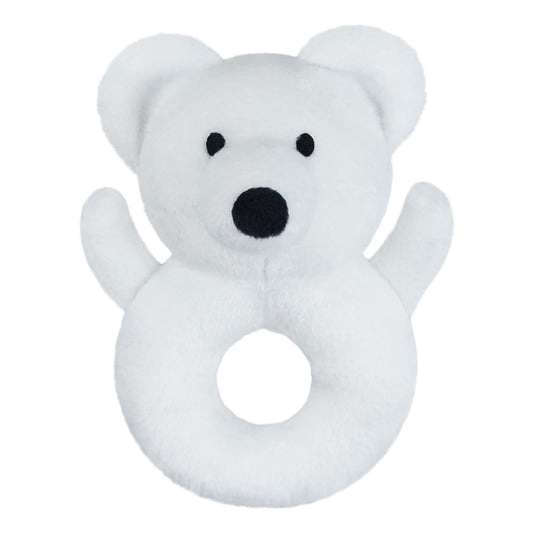 Doindute Baby Polar Bear Soft Rattle Toy, Polar Bear Plush Infant Shaker Rattle Easy-Grasp Stuffed Animal Toy, Gifts for Newborns Babies Toddlers Boys Girls, White, 5 Inches