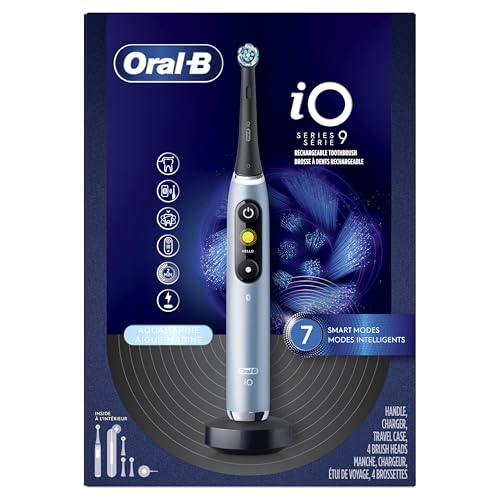 Oral-B iO Series 9 Electric Toothbrush with 4 Brush Heads, Aqua Alabaster