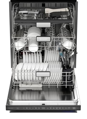 Sharp SDW6736MS 24-inch Stainless Steel Dishwasher, Third Rack, Library Quiet 47 dB, Power Wash Sprayer