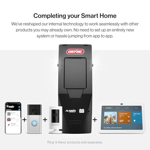 Genie B6172H Wall Mount Smart Garage Door Opener, DC Motor Lifts up to 14ft high 850lbs, Black