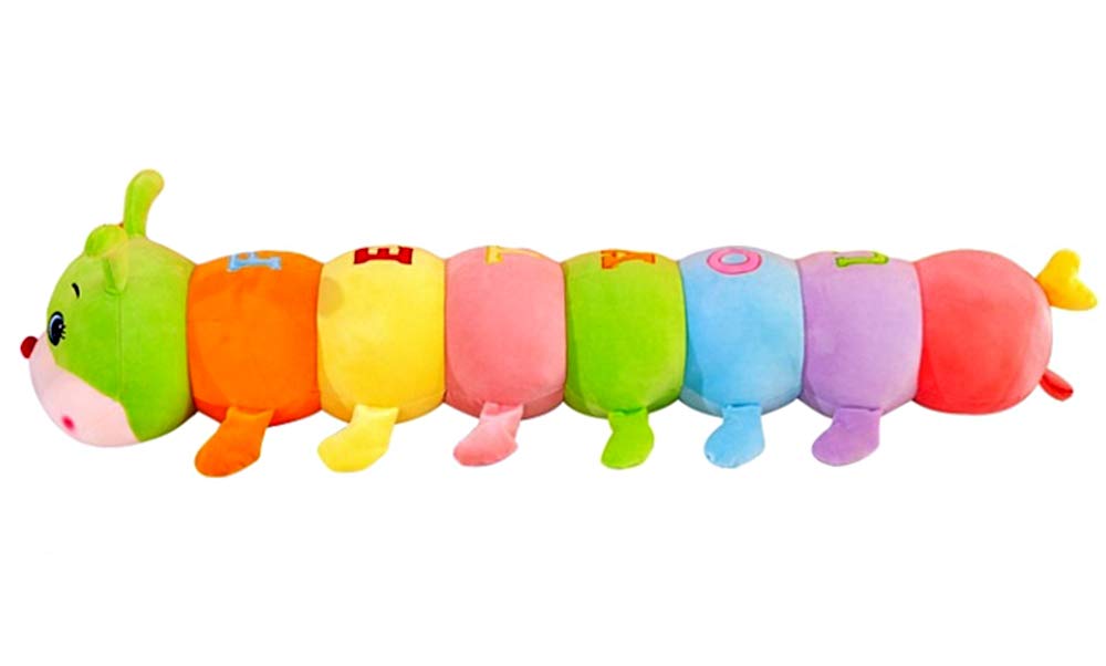 AOQI Multicolor Caterpillar Stuffed Animal Big Hugging Pillow Cute Plush Soft Pillow Doll,Giant Plush Toy,Gifts for Girl Boy Babies Birthday (51.8inch/130cm)