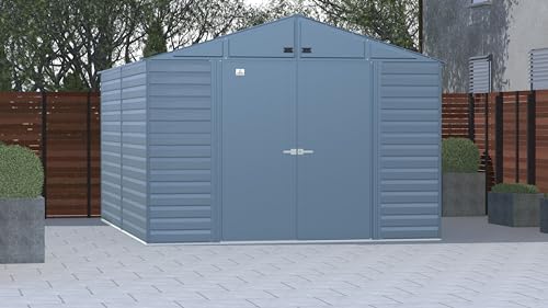 Arrow Shed Select 10' x 14' Outdoor Lockable Steel Storage Shed Building, Blue Grey