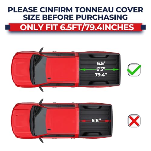 MOSTPLUS Quad Fold Soft Truck Bed Tonneau Cover Compatible for 2014-2019 Chevy Silverado GMC Sierra 1500 2015-2018 Silverado Sierra 2500 3500 HD 6.5/6.6 FT Bed Fleetside On Top
