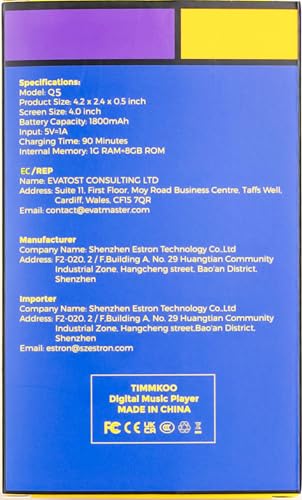 72GB WiFi Mp3 Player with Bluetooth, TIMMKOO 4.0" Full Touch Screen Mp4 Player with Speaker, Portable Digital Music Player with FM Radio, Browser，Can't Install/Download Any New Apps (Blue)