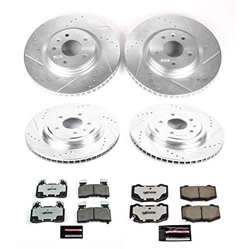 PowerStop Front and Rear Brake Kit For Chevrolet Corvette 2014-19 - Carbon Fiber Ceramic Brake Pads + Drilled & Slotted Rotors Upgrade, K6523-26
