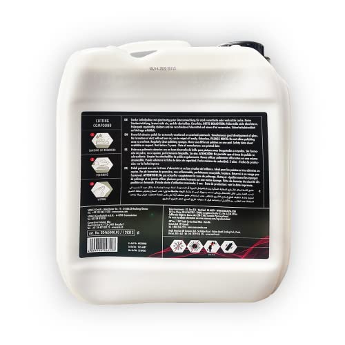 SONAX CutMax Cutting Compound | High-Abrasive Paint Correction Polish for P1500 Grit Sanding Marks | Silicone-Free, Dust-Free, and Odorless | Long Buffing Cycle for Severe Weathered Paint | 24650 | 5L