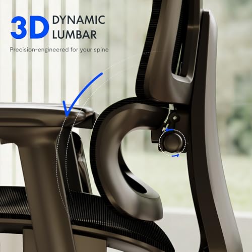 FLEXISPOT ErgoX Premium Ergonomic Office Chair with Footrest- Adjustable 3D Armrests, Dynamic Lumbar Support, Recline & Tilt Function, Mesh Seat, for Home & Office Use,Blue