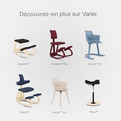 Varier ThatSit Balans Adjustable Ergonomic Kneeling Chair with Backrest, 10-Year Limited Warranty, Designed by Peter Opsvik, Black/Black