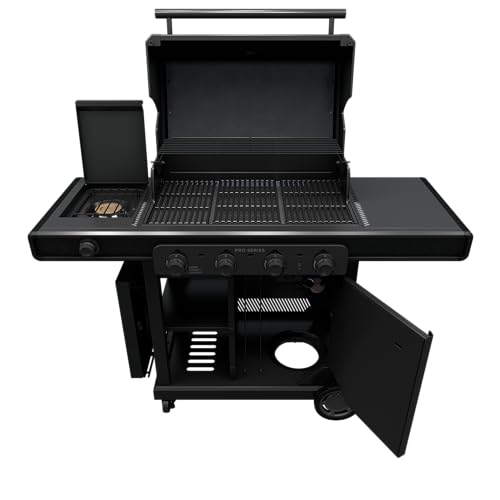 Charbroil Pro Series with Amplifire Infrared Technology 4-Burner Propane Gas Grill Cabinet with Side Burner, Black - 463281024