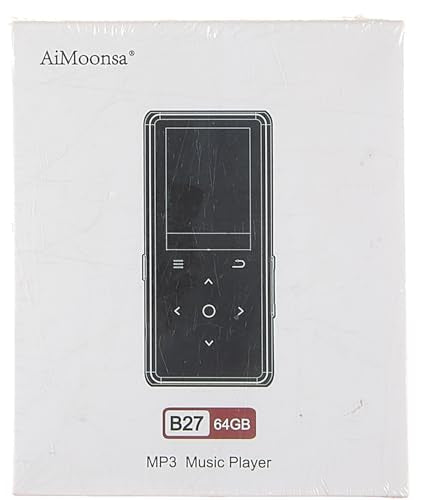 64GB MP3 Player with Bluetooth 5.2, AiMoonsa Music Player with Built-in HD Speaker, FM Radio, Voice Recorder, HiFi Sound, E-Book, Earphones Included