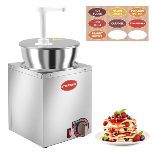 Fulgutonit Electric Nacho Cheese Dispenser with Pump, 4.6Qt Nacho Cheese Warmer, Commercial Hot Fudge Warmer, 86~190℉ Adjustable Temp Nacho Cheese Sauce Warmer for Buffet Kitchen Cafeteria Home Party