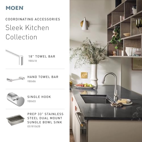 Moen Sleek Stainless Pulldown Kitchen Faucet, Modern Kitchen Faucet with One Handle High-Arc, Power Boost, Easy Installation and Spot Resist Finish, 5925SRS