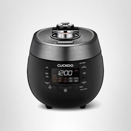 CUCKOO Twin Pressure Rice Cooker 6-Cup Uncooked / 12-Cup Cooked with Nonstick Inner Pot, Versatile Rice Maker & Warmer with 14 Menu Options, Voice Guide, Auto Clean, Black (CRP-RT0609FB)