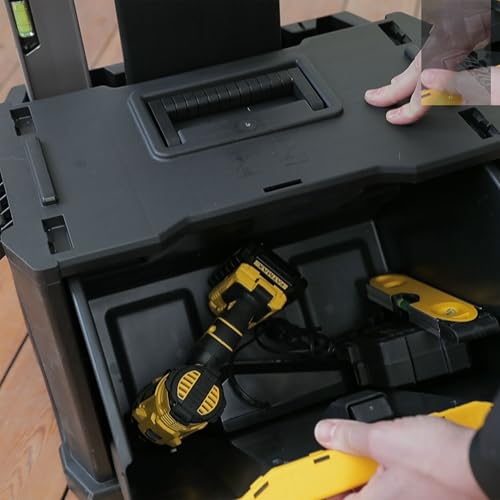 STANLEY Rolling Workshop Toolbox, Detachable Toolbox with Drawers, Flip Bin, Back Pocket, 7 Heavy Duty Wheels, 1-79-206