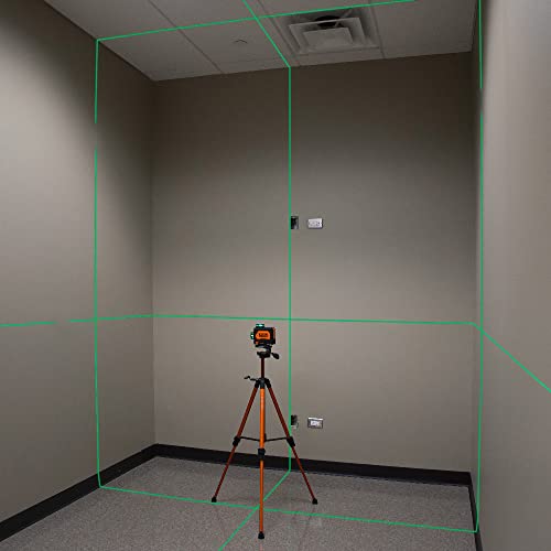 Klein Tools 80184 Laser Level 360-Degree Self-Leveling with Tripod Stand, Green Laser Level, Class 2 Laser, ≤1mW Each Beam, and Compact Tripod Kit with Mount, 2-Piece