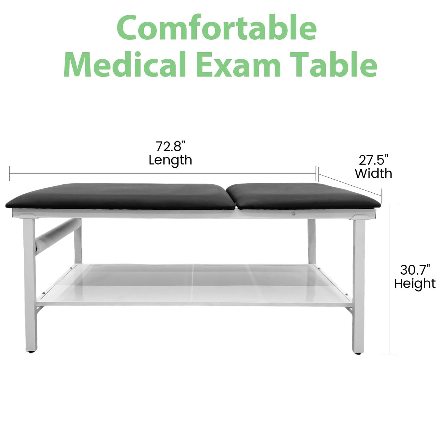 VEICAR Adjustable Exam Table with Paper Roll Dispenser & Shelf, Physical Therapy Medical Exam Table, Patient Examination Bed, Durable, Low Maintenance and Holds Up to 400 Lbs (Black)