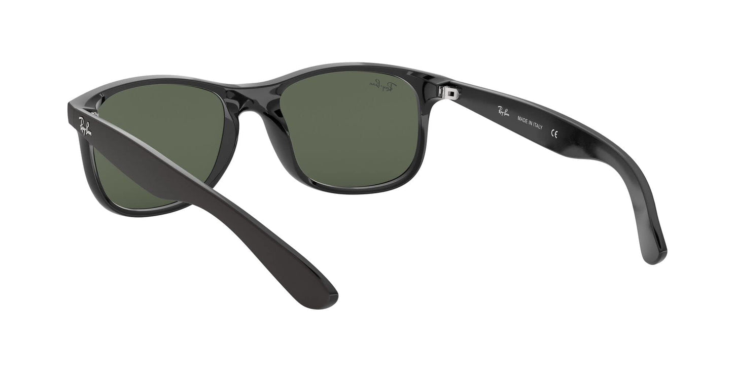Ray-Ban Unisex RB4202 Andy Rectangular Sunglasses, Matte Black On Black/Dark Green, 55 mm