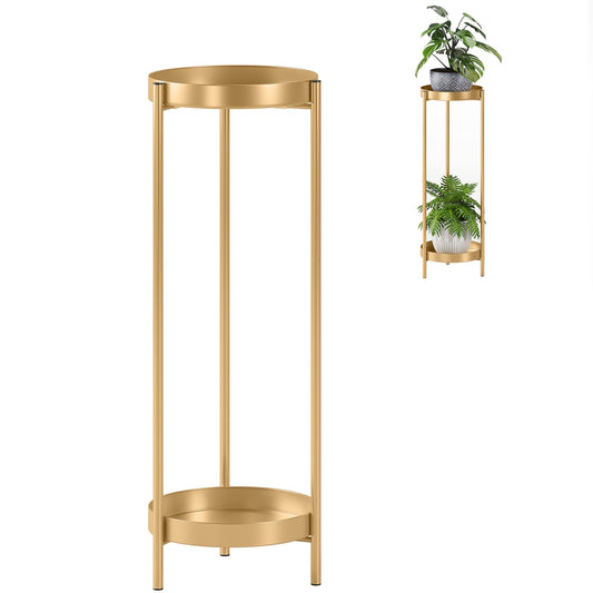 Plant Stand Plant pots Indoor Stands – Metal Flower Pots Stand Plant Shelf for Multiple Plants,2 Tier Removable Display Plant Table Gardeing Gifts for Living Room Outdoor Garden Balcony Décor Gold
