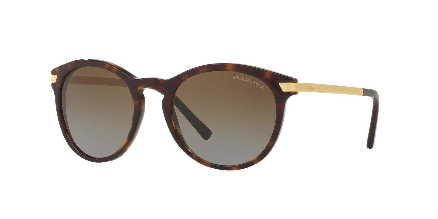 Michael Kors MK2023 Adrianna III Round Sunglasses, Dark Tortoise/Brown Gradient Polarized, 53 mm