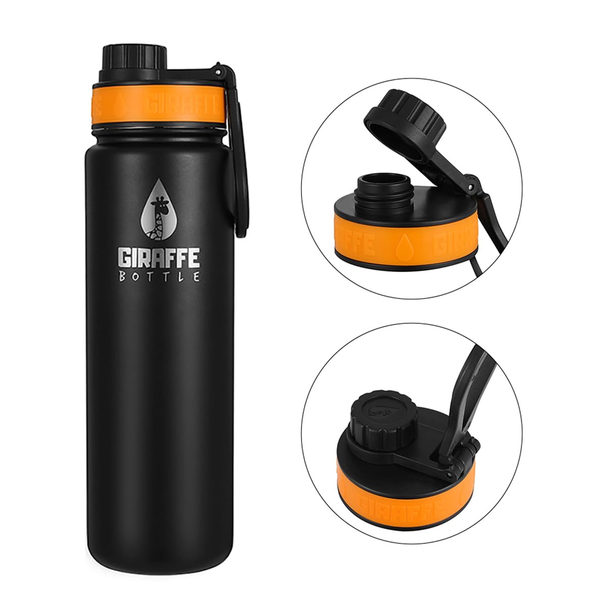 Giraffe Bottle Tower XL Hands Free Drinking System, Insulated Stainless Steel Bottle, with Round Tube Mounted Bottle Holder (length 36 in / 91 cm)