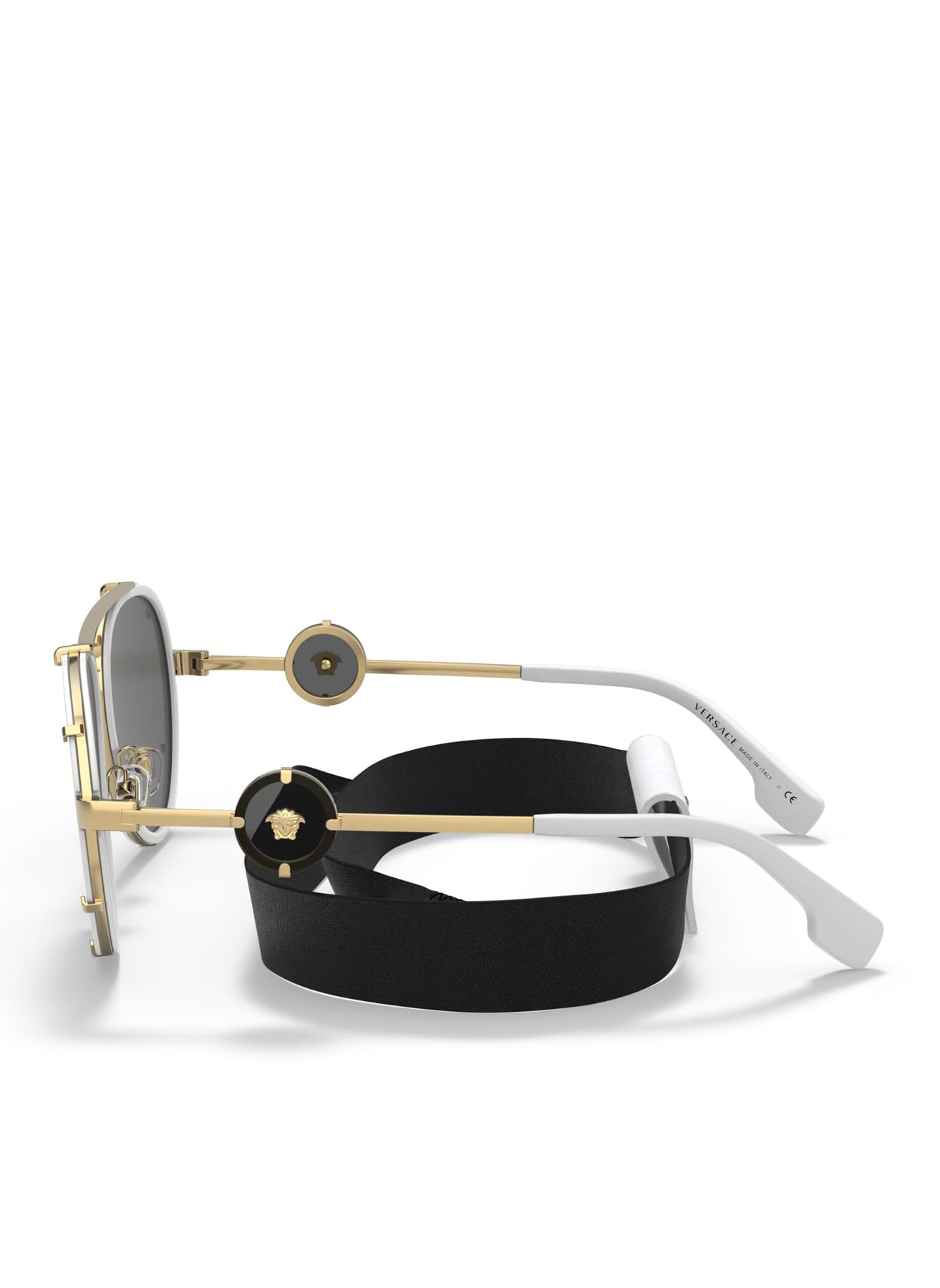 Versace VE 2232 147187 White Metal Aviator Sunglasses Grey Lens
