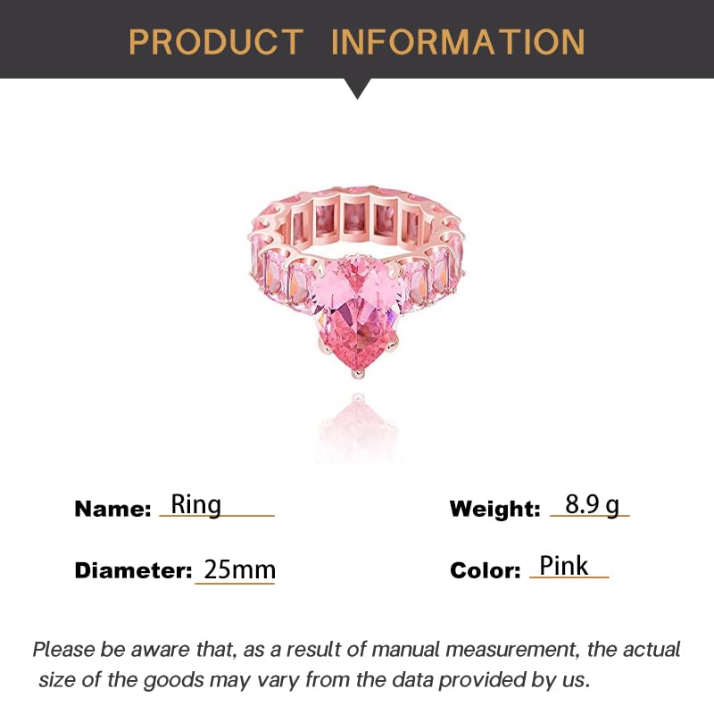 Orbelix 14K Gold Teardrop Shape Ring, Pear Cut Radiant Cut Moissanite Ring, A Sparkling Tear of Joy for Celebrated Moments (Pink, 8)