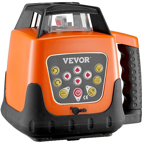 VEVOR Rotary Laser Level 1650ft,360 Degree Self Leveling Red Cross Line Laser,5 Rotation Speeds&4 Scanning Angles Adjustment,IP66 Waterproof Remote Control Manual Self-leveling Mode,Battery Included