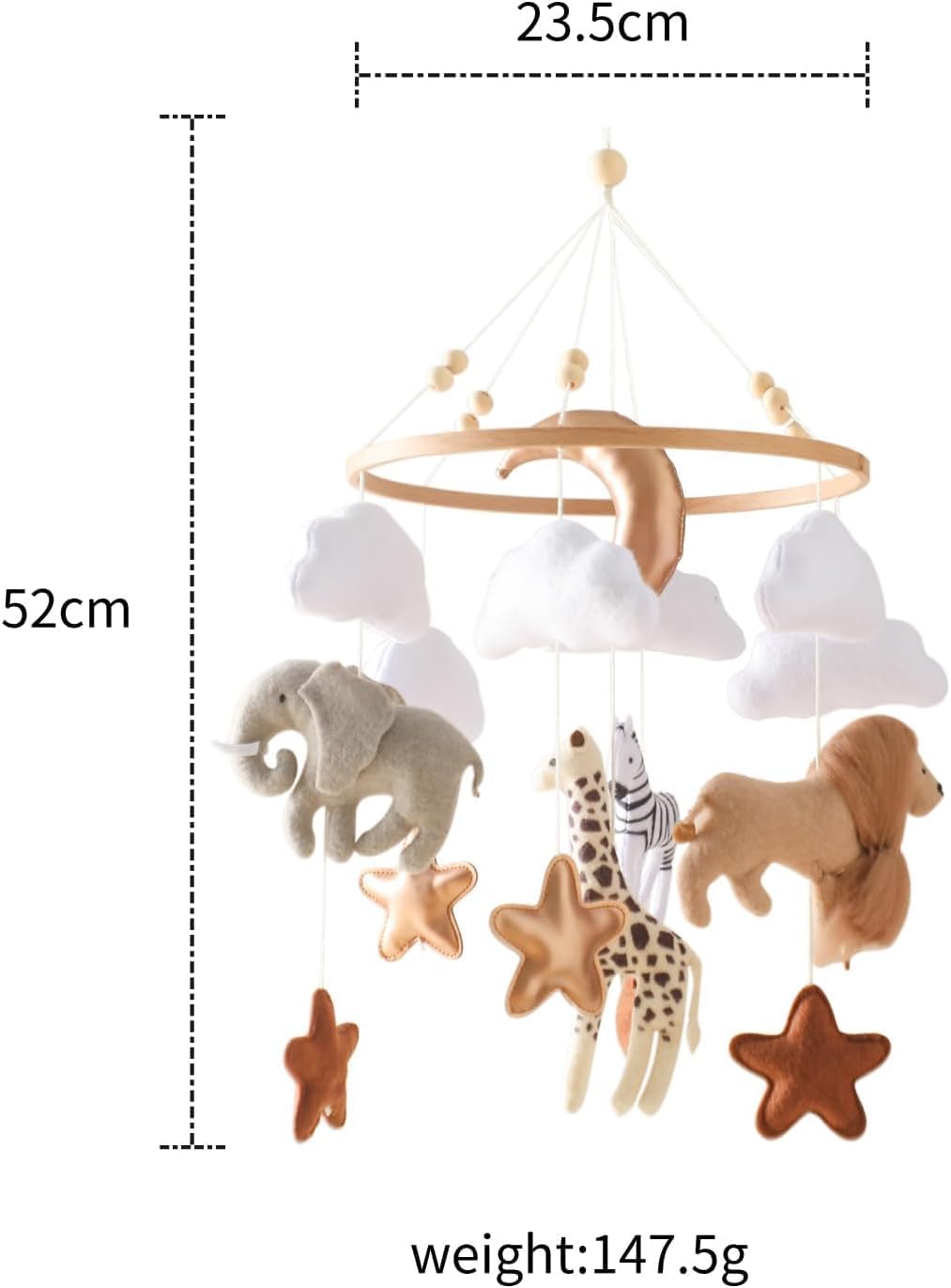 Ikubigu Baby Mobile for Crib, Baby Crib Mobile for Boys Girls, Baby Mobile for Bassinet, Boho Nursery Mobile, Nursery Decor Theme for Infant Bedroom Hanging, Gender Neutral Baby Gift