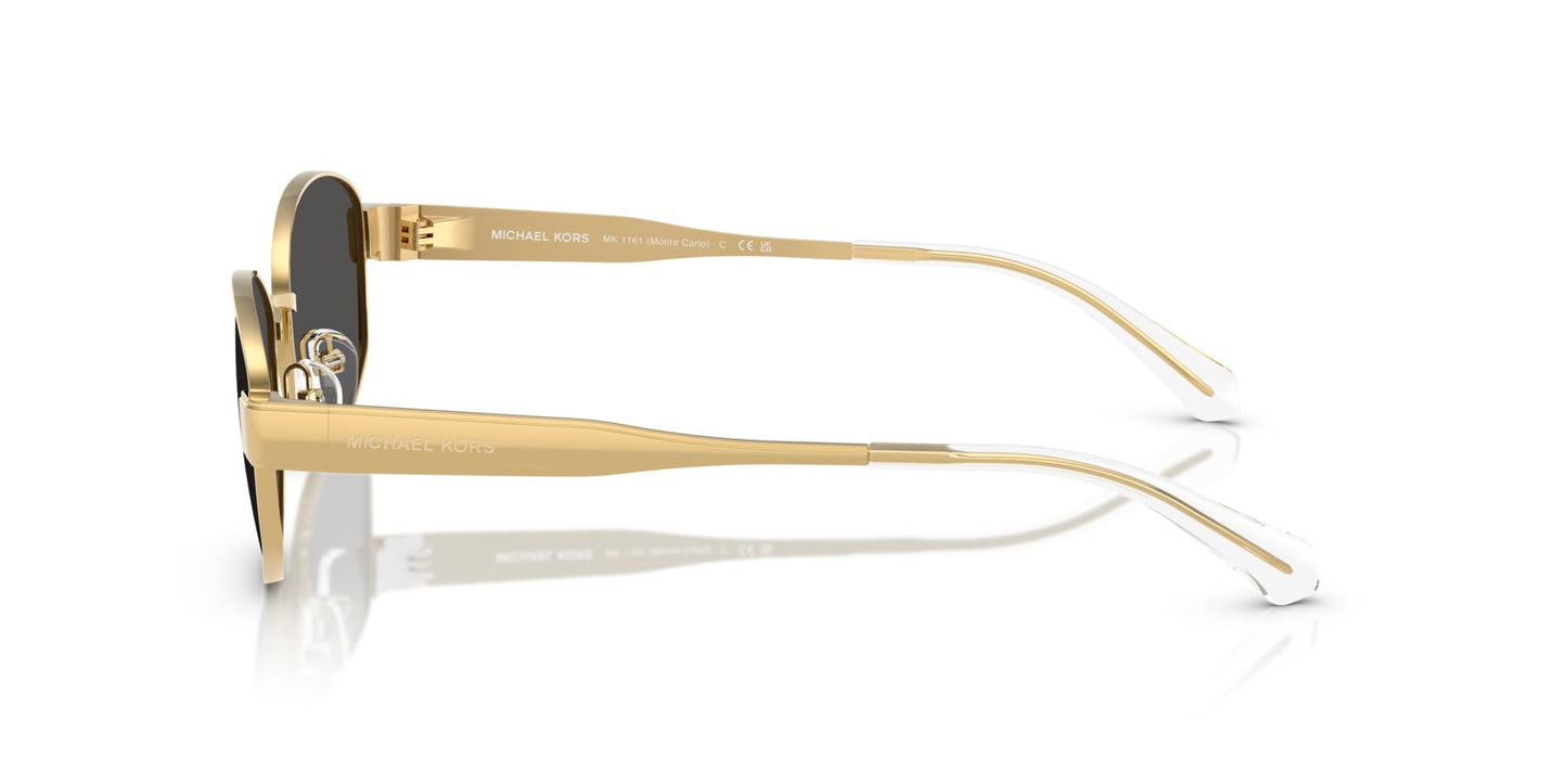 Michael Kors MK1161 Monte Carlo Sunglasses, Yellow Gold/Dark Grey Solid, 56 mm