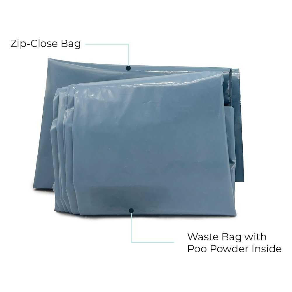 Cleanwaste Original WAG BAG - Go Anywhere Portable Toilet Kit (50 Pack) - Heavy Duty Odor Control Bags with NASA Gelling Poo Powder, Wipe, Toilet Paper (Camping, Road Trips, Emergencies, Boating)