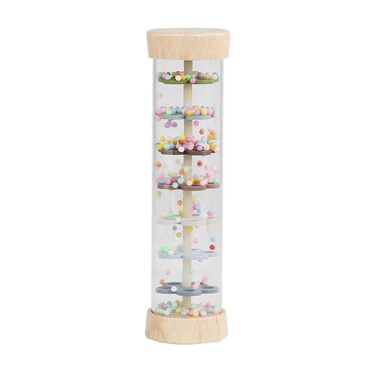 WODI Wooden Baby Rattle Rainstick Rainmaker Montessori Musical Toy for Infants Toddlers Newborns 0-3-6-9-12 Months Sensory Development