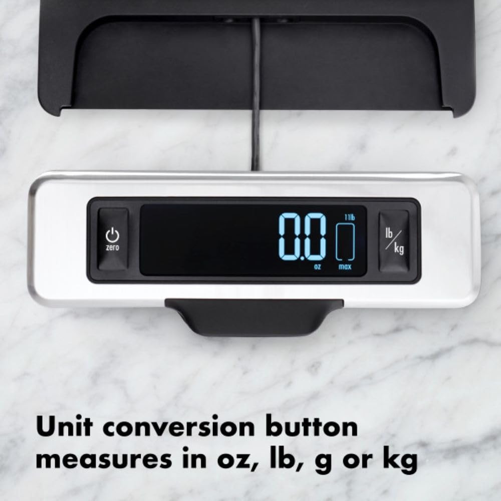 OXO Good Grips 11-Pound Stainless Steel Kitchen Scale with Pull-Out Display - Black