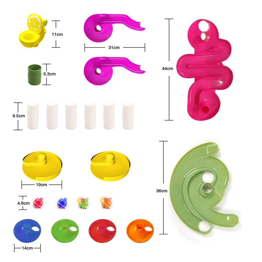 WEofferwhatYOUwant Potty Ball Drop Tower – Toddler STEM 22 Piece Toy with Lemon Toilet, 45 Hour LED Motion Activated Light-up Balls, Stackable Marble Run Ramps | Motor Skill Sensory Play. Ages 1–3