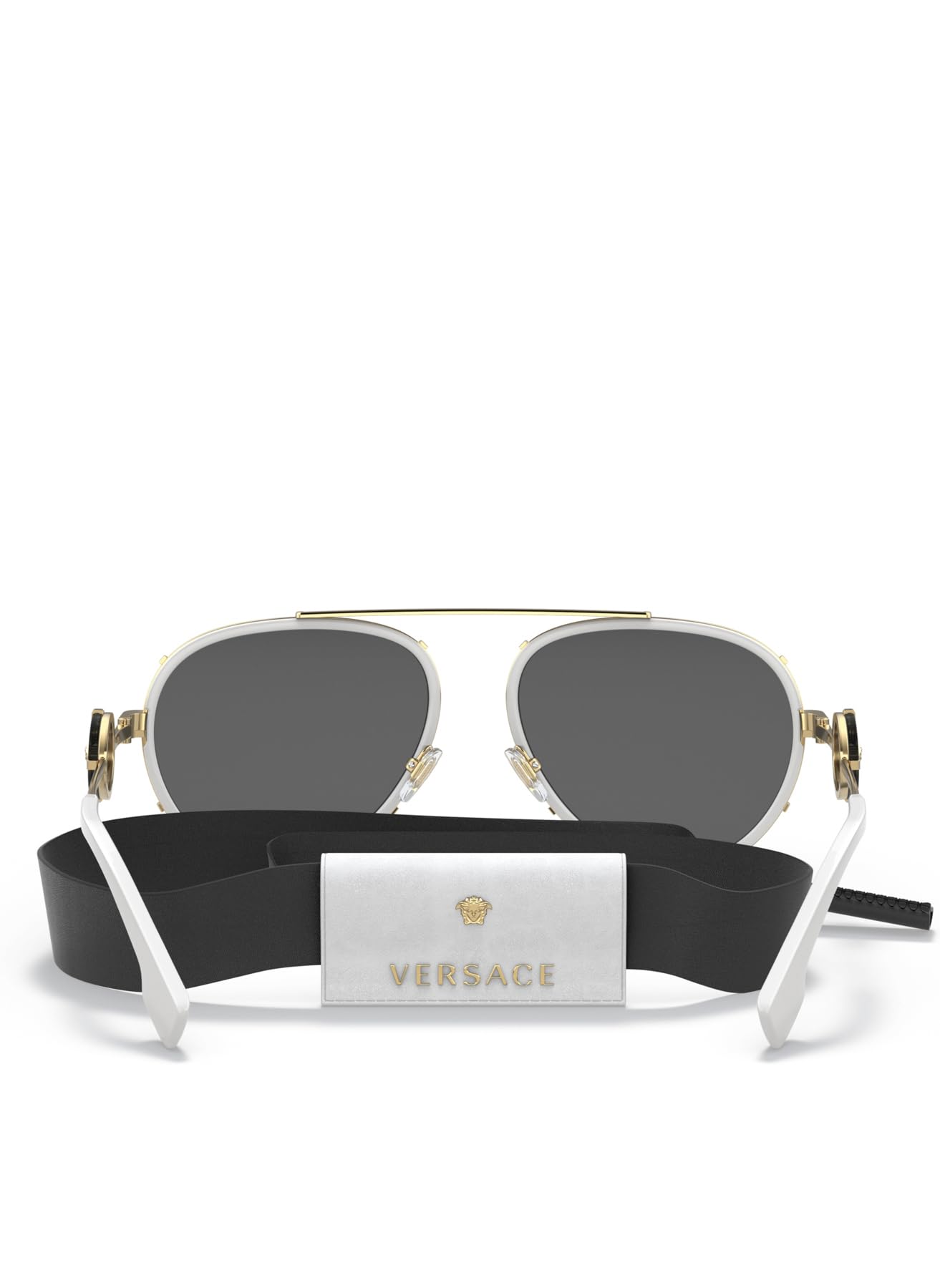 Versace VE 2232 147187 White Metal Aviator Sunglasses Grey Lens