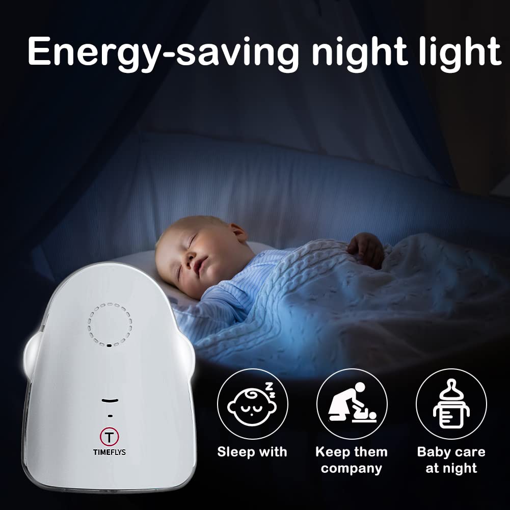 Audio Baby Monitor TimeFlys Twin Crown,Temperature Monitoring,Vibration,Lullabies,Rechargeable Battery,Talk Back Intercom,USB Connection,Zero Emission at Night Mode,Long Range up to 1000 ft