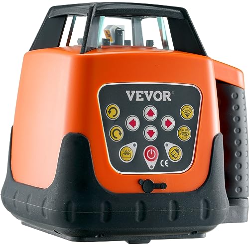 VEVOR Rotary Laser Level 1650ft,360 Degree Self Leveling Red Cross Line Laser,5 Rotation Speeds&4 Scanning Angles Adjustment,IP66 Waterproof Remote Control Manual Self-leveling Mode,Battery Included