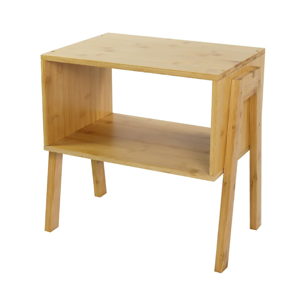 KKTONER Modern Bamboo Nightstands End Tables Bedroom with Storage Small Bedside Table for Living Room Office (Natural)