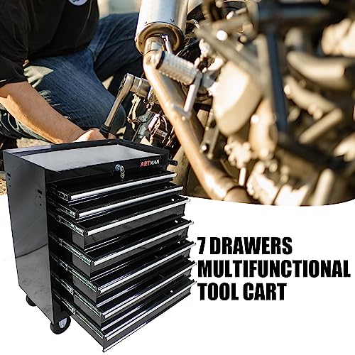 nifoti 7 Drawers Tool Cart on Wheels,Multifunctional Rolling Tool Chest Tool Storage,Drawers Rolling Tool Trolley Organizer Tool Case for Garage,Warehouse,Workshop,Repair Shop (7 Drawers-29.9"H-Black)
