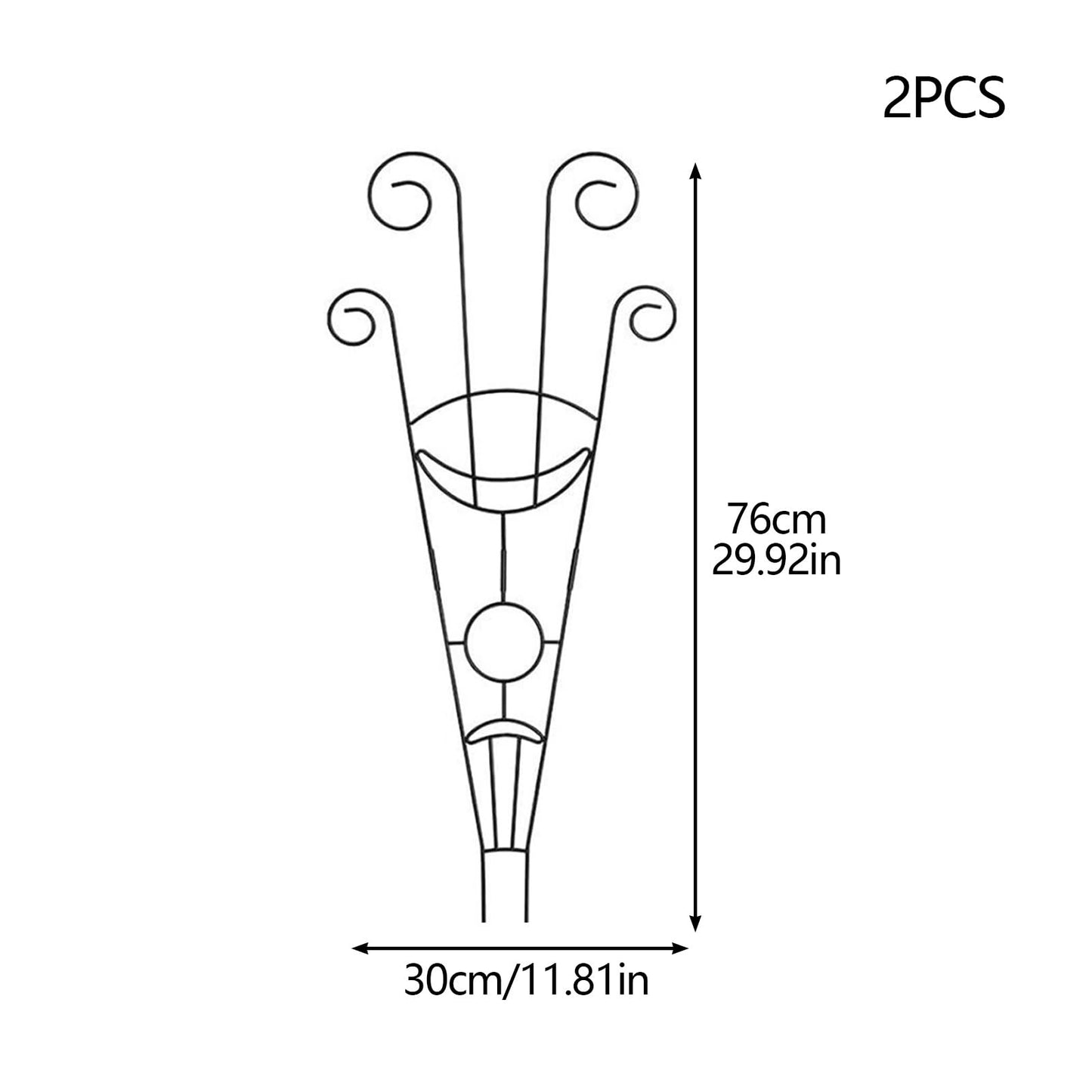 ZHDOKA 30in Tall Metal Plant Trellis, 2pcs Iron Potted Plants Trellis Black Metal Climbing Plants Trellis Indoor Garden Plants Trellis for Vine Ivy Flower Plant Support