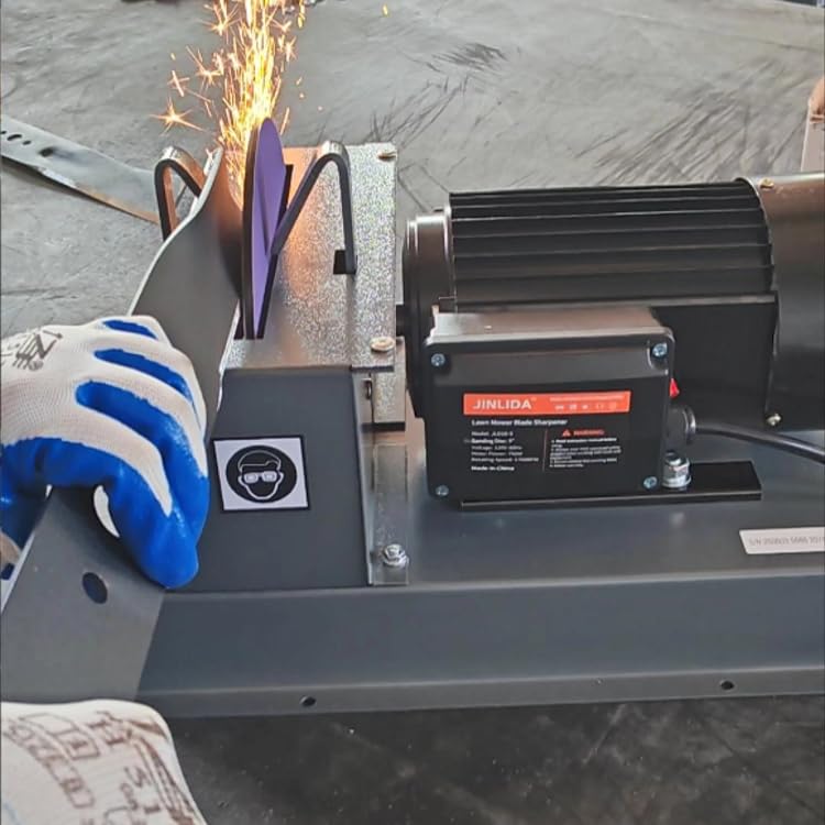 Jinlida JLD10-8 Lawn Mower Blade Sharpener, 2/3HP 500W Grinder Sharpening Machine with 7-inch Ceramic Grinding Wheel and Balancer and 5 Sanding Discs