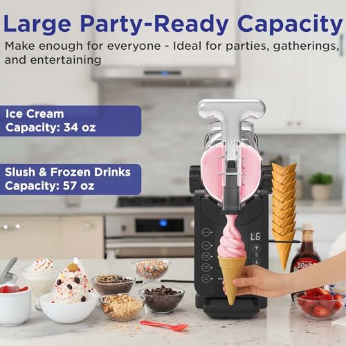 Magnavox Home, Ice Cream & Frozen Slush Drink Maker, Onyx (34OZ IceCream or 57OZ Slush at a Time)