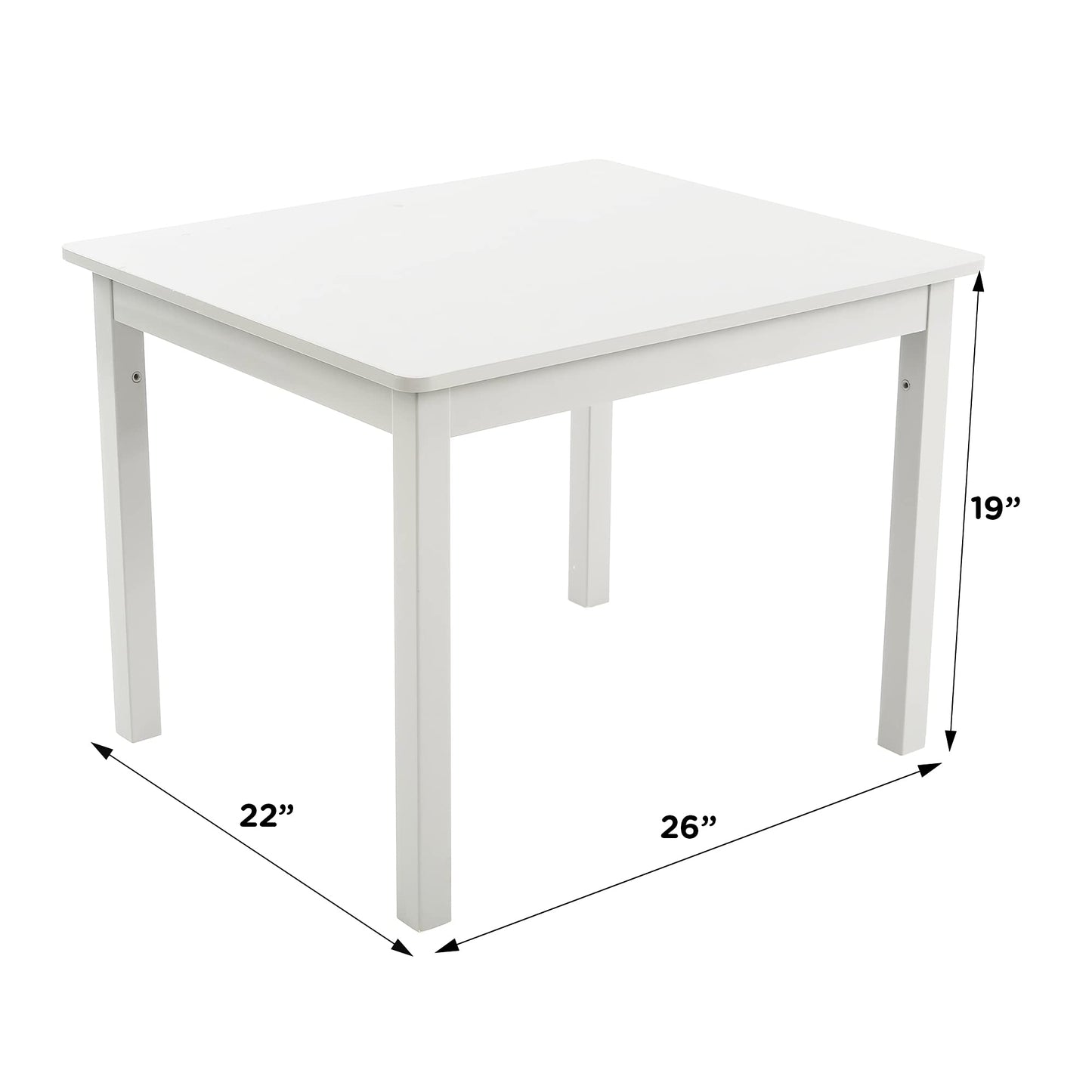 Humble Crew Kids Table and Chair Set, Toddler Activity Table with 4 Chairs for Play, Crafts, Snacks & Learning, Wooden Kids Furniture for Playroom & Bedroom, White/Pink/Purple/Aqua