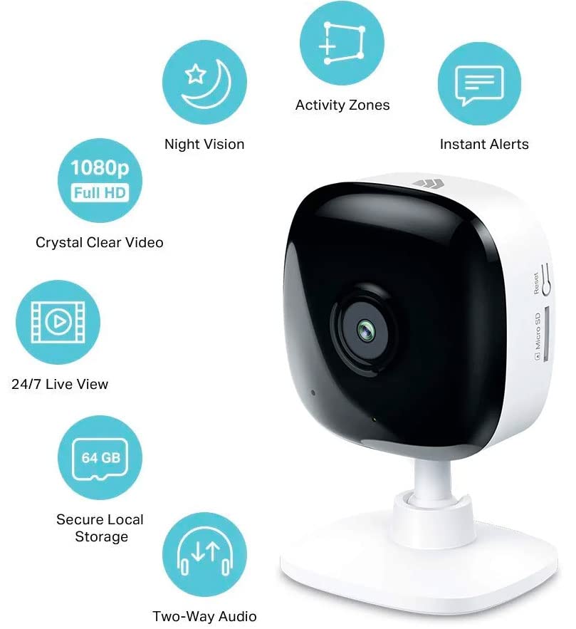 Kasa Smart Security Camera for Baby monitor, 1080p HD Indoor-Camera for Home Security with Motion Detection, Two-Way Audio, Night Vision, Cloud & SD Card Storage, Works with Alexa & Google Home (EC60)