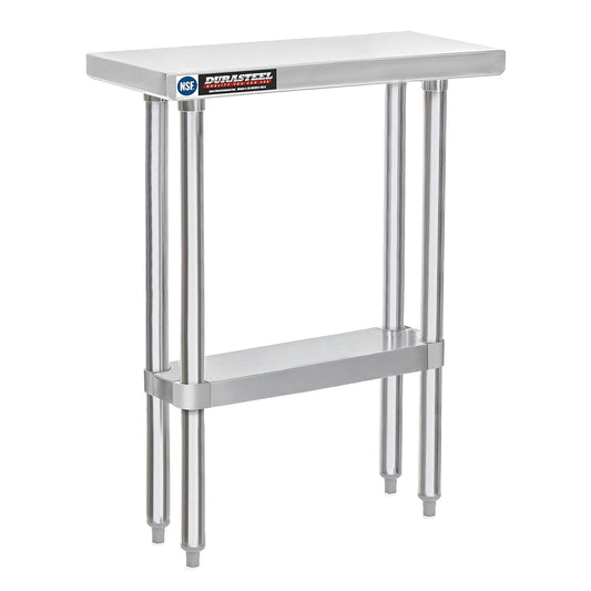 DuraSteel 30x12 Stainless Steel Work Table - NSF Commercial Prep Metal Table - Outdoor Pizza Oven Stand w/Under Shelf - Kitchen Island Laundry Utility Garage Microwave Stand Large Rolling Storage Cart