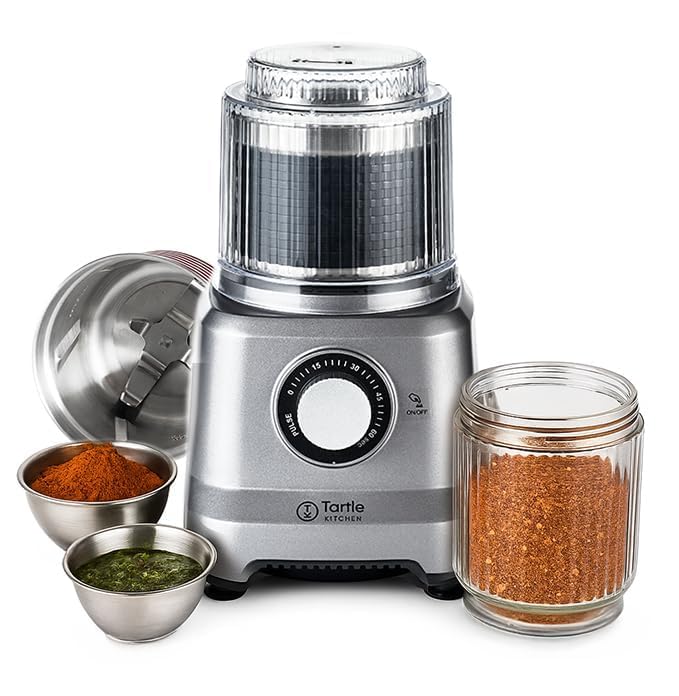 Commercial Electric Spice Grinder 750W - Heavy Duty Stainless Steel Herb Grain Coffee Grinder with Timer Pulse Mode - 2 Cups for Masalas Seeds Nuts Kitchen Use